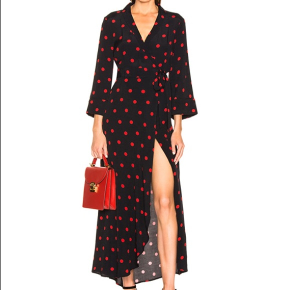 GANNI polka dot crepe wrap dress